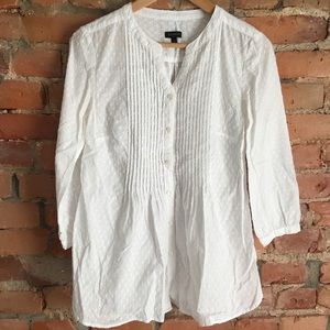 Talbots textured white button up blouse